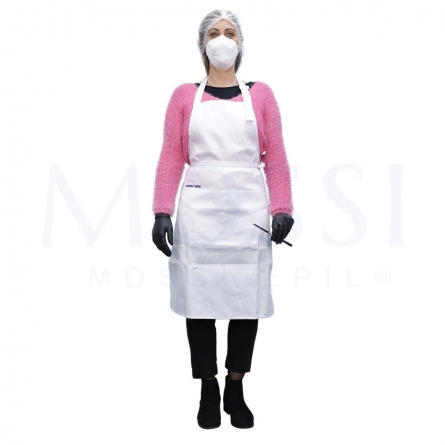 AVENTAL BRANCO C/BOLSO DUPLO E C/FIVELA 90cmAlt. x 69cm Larg