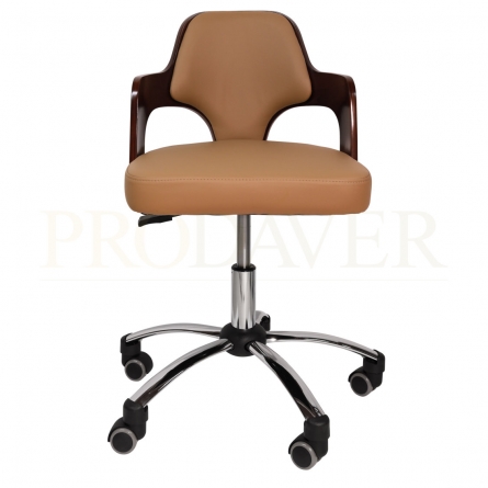 Rolling Stool Chair with Smooth-rolling Dual-wheel casters, Comfortable Cushioned Backrest, Swivel Seat, Heavy Duty Hydraulic Height Adjustable,Sturdy and Durable, Brown colour