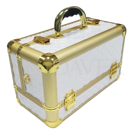 Extra Large Vanity Case Nail Polishes Holder Makeup Box Travel Beauty Organiser Storage Box , Lockable with Keys, Gold