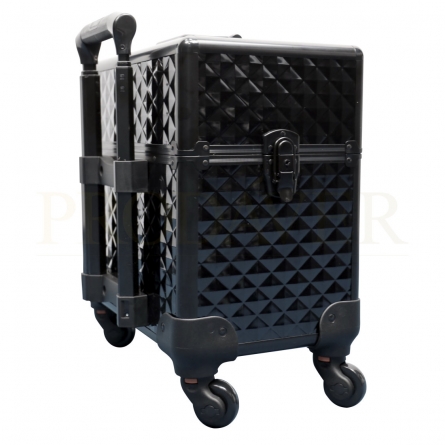 large professional make-up organiser box, 6 trays, nail polish, jewellery, cosmetics, make-up dressing table, case, black