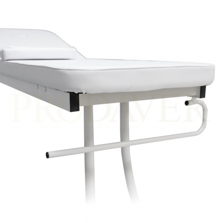 massage bed - 2-section folding - with cushion, white colour, with support for rollers, metal structure