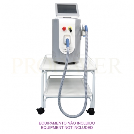 Cada roda suporta 60kg, sendo assim ideal para colocar equipamento leve ou mais pesado.